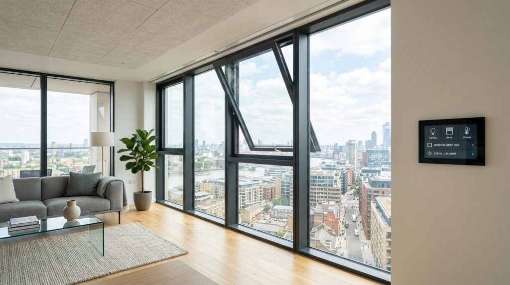 Interior perspective of a contemporary residential apartment