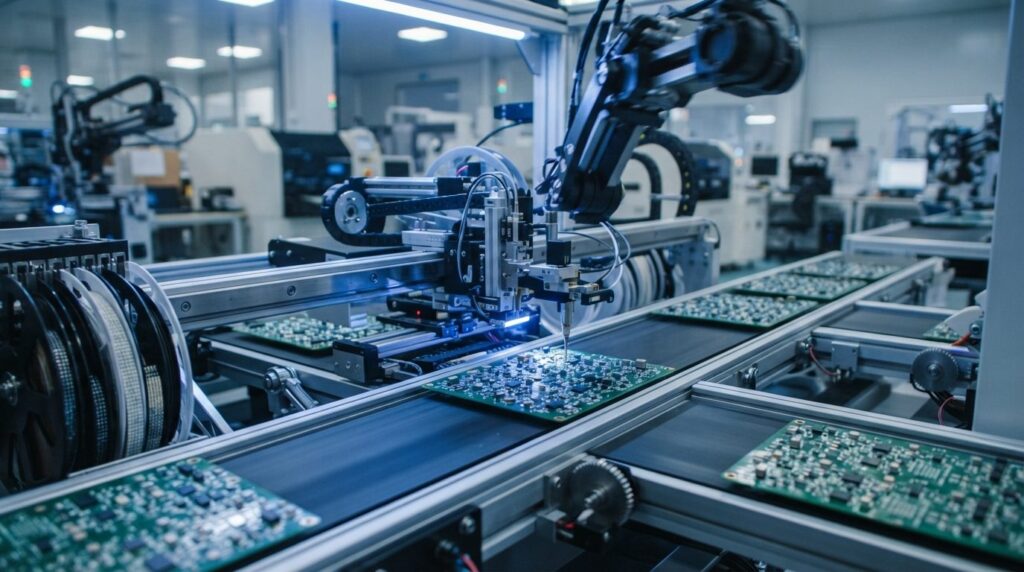 Close-up photorealistic image of industrial manufacturing pr