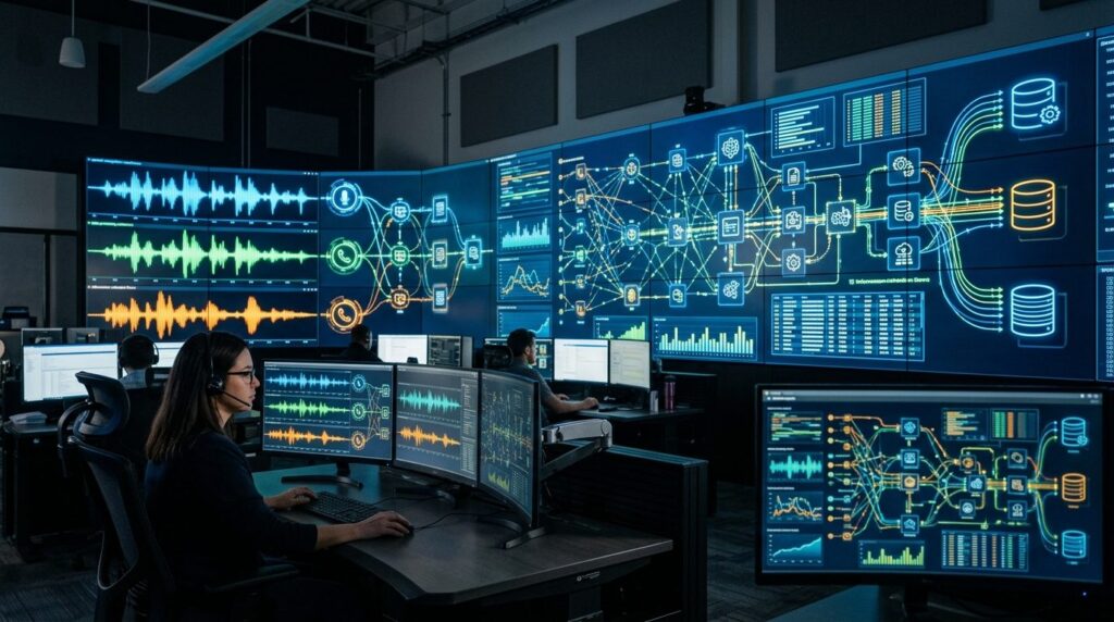 Photorealistic image of an automated call management system 